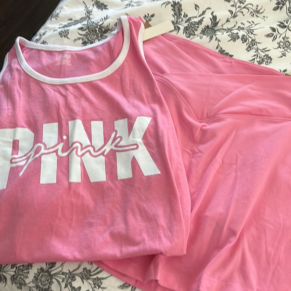 PINK *set* Tank Top and Matching High Waist V Crossover Skort